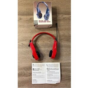 Electro Brand 222 Deluxe AM/FM Headphone Radio Red Retro 80s Works w/ Box Manual